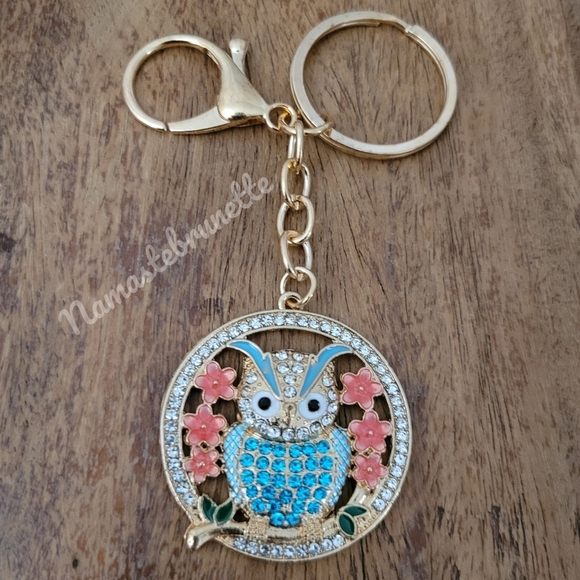 2/$20 Boho Owl Crystal Rhinestone Keychain Bag Charm - Picture 5 of 9